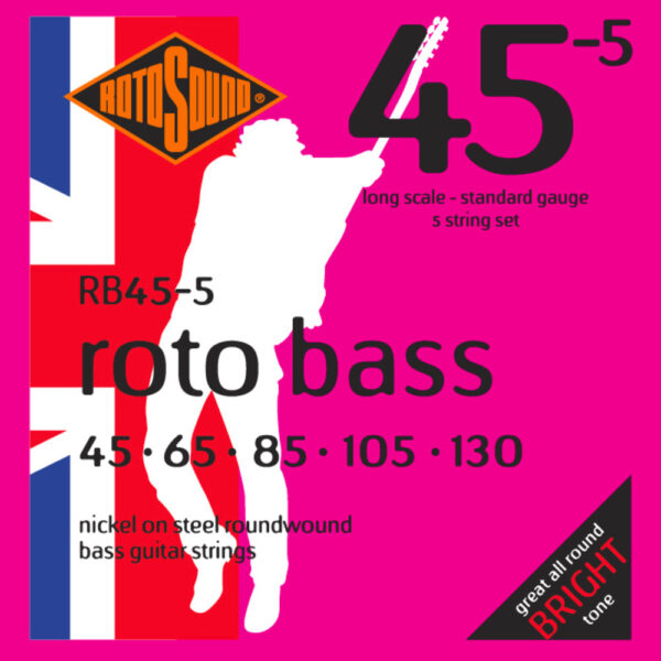 E-Bass Strings Roto Bass Set 5-string Nickel Standard 45-130 Strings for E-Bass