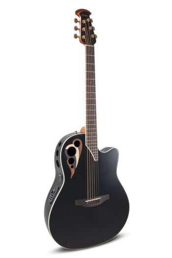 E-Acoustic Guitar Celebrity Elite Deluxe Deep Contour Black Satin Ovation - Image 2