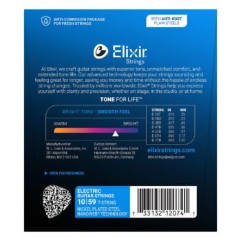 12074 Electric Nanoweb 7-String Light/Heavy 10-59 Elixir - Image 3