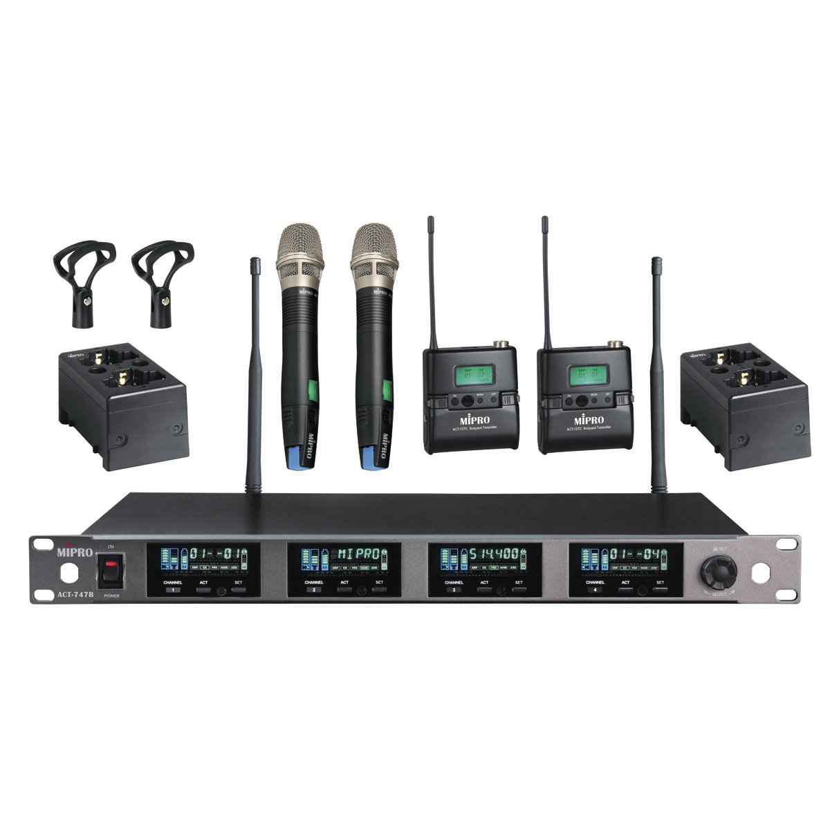 170741_1 ACT-747-TCHC59 518-542 MHz 1 x UHF Receiver ACT-747B, 2 x MP-80 2 x rechargeable pocket transmitter Mipro - Image 1