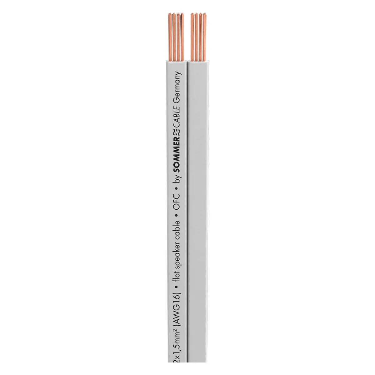 415-0310 Speaker Cable SC-Tribun, Flat-Design; 1 x 2 x 1,50 mm²; PVC; 12,8 x 2,4 mm; white Sommer Cable - Image 1