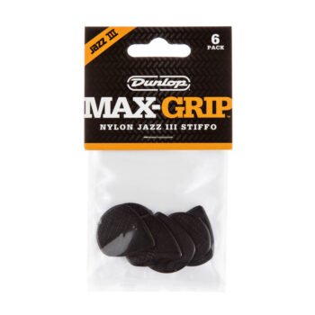 471P3S MAX GRIP JAZZ 3 BLACK STIFFO GUITAR PICKS (6-PACK) Dunlop