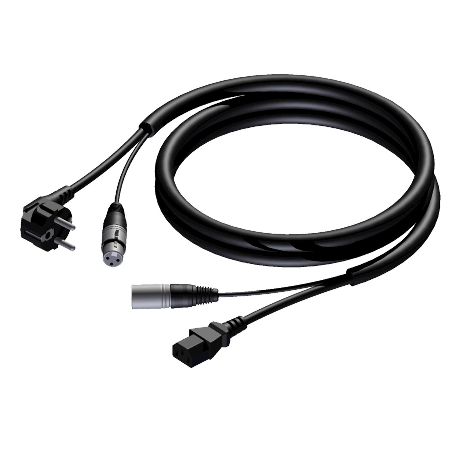 cab402-20_1 Schuko power male & XLR female - euro power female & XLR male - 3 x 2.5 mm² 20 meter Procab - Image 1