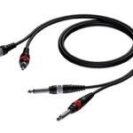 2 x RCA/Cinch male - 2 x 6.3 mm Jack male mono 3 meter Procab