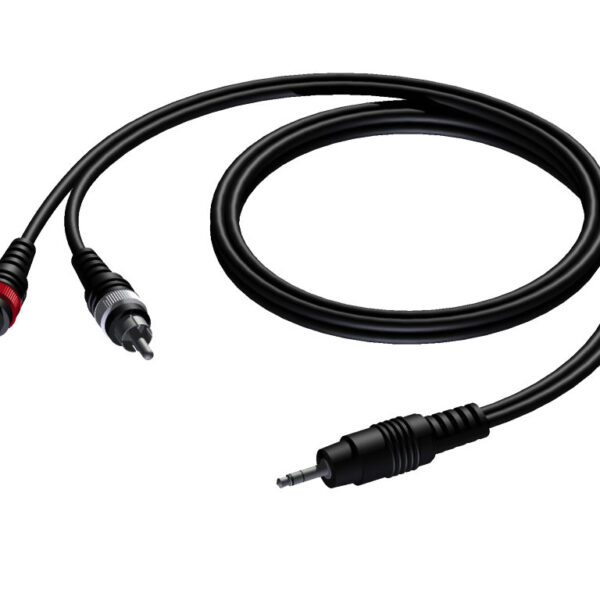 3.5 mm Jack male stereo - 2 x RCA/Cinch male 10 meter Procab