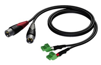 2 x XLR male - 2 x terminal block (3p - 3.81mm) 3 meter Procab