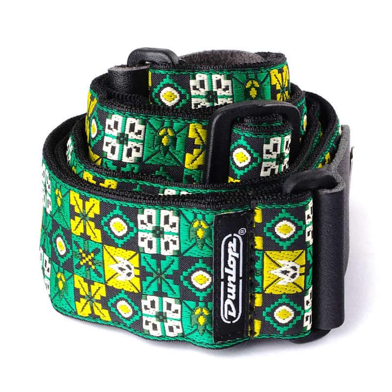 d67-01gn-01 JACQUARD WINTERLAND GREEN GUITAR STRAP Dunlop - Image 1