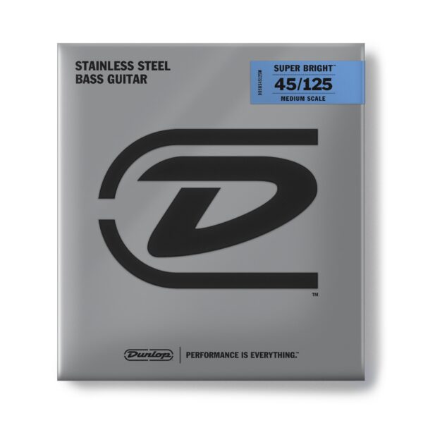DBSBS45125M SUPER BRIGHT STEEL MEDIUM SCALE BASS STRINGS SET/5 (45-125) Dunlop