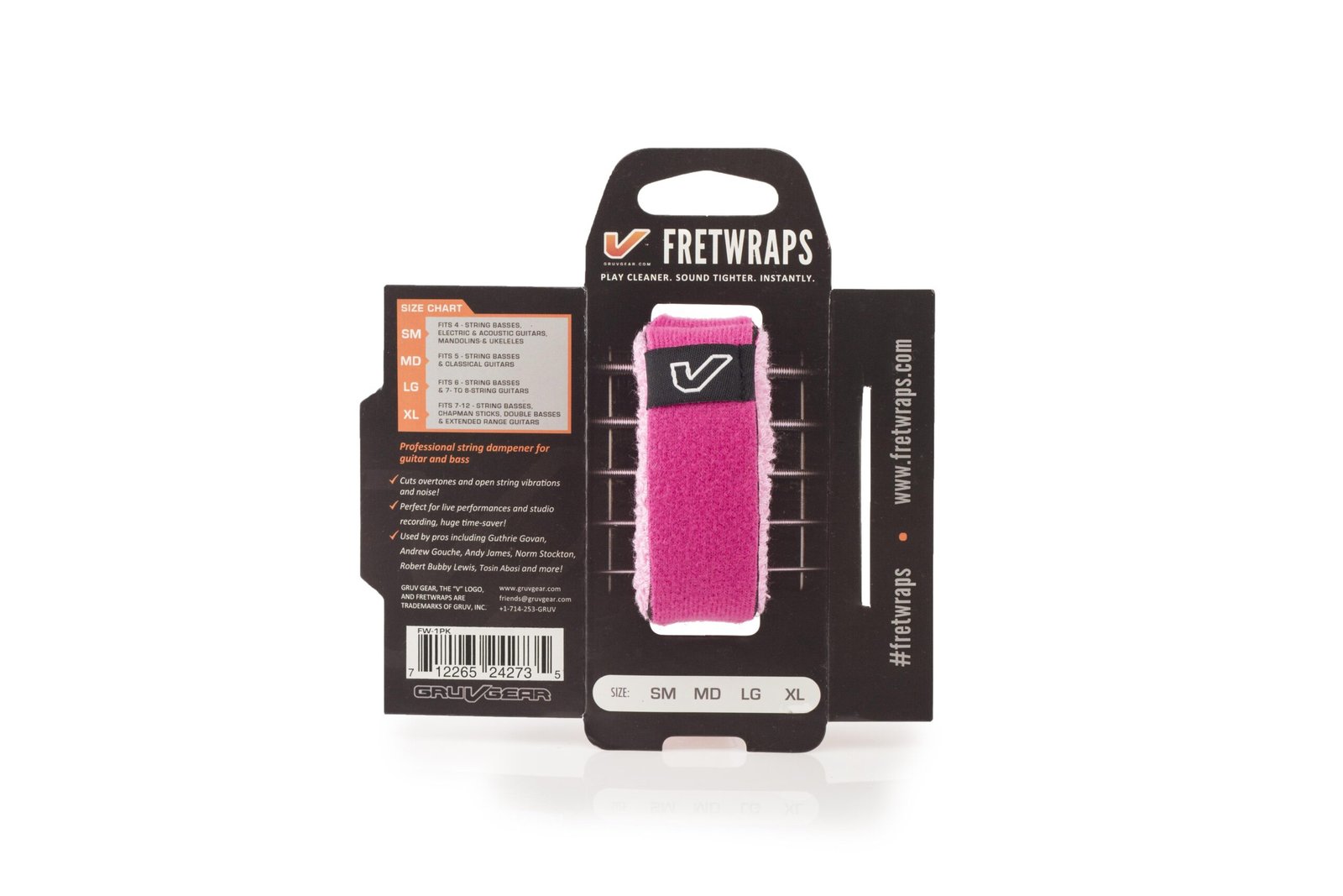 fw-1pk-pnk-sm_01 FretWraps HD "Puff" Guitar String Muters/Dampeners 1-Pack (Pink, Small) Gruv Gear - Image 1