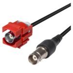 Plastic-mountingfemale connector, BNC, 2-pole, nickel plated contact(s), Keystone Clip-In, red Sommer Cable