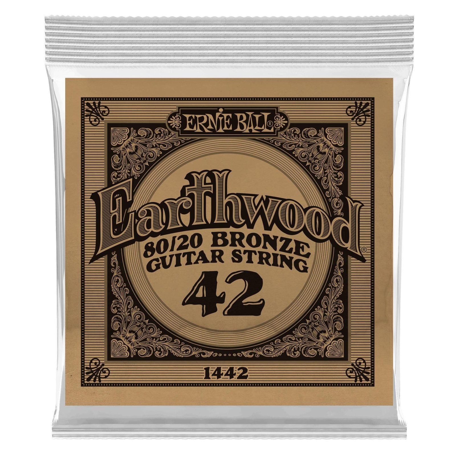 p01442 1442 .042 Earthwood 80/20 Bronze Acoustic Guitar Strings Single Ernie Ball - Image 1