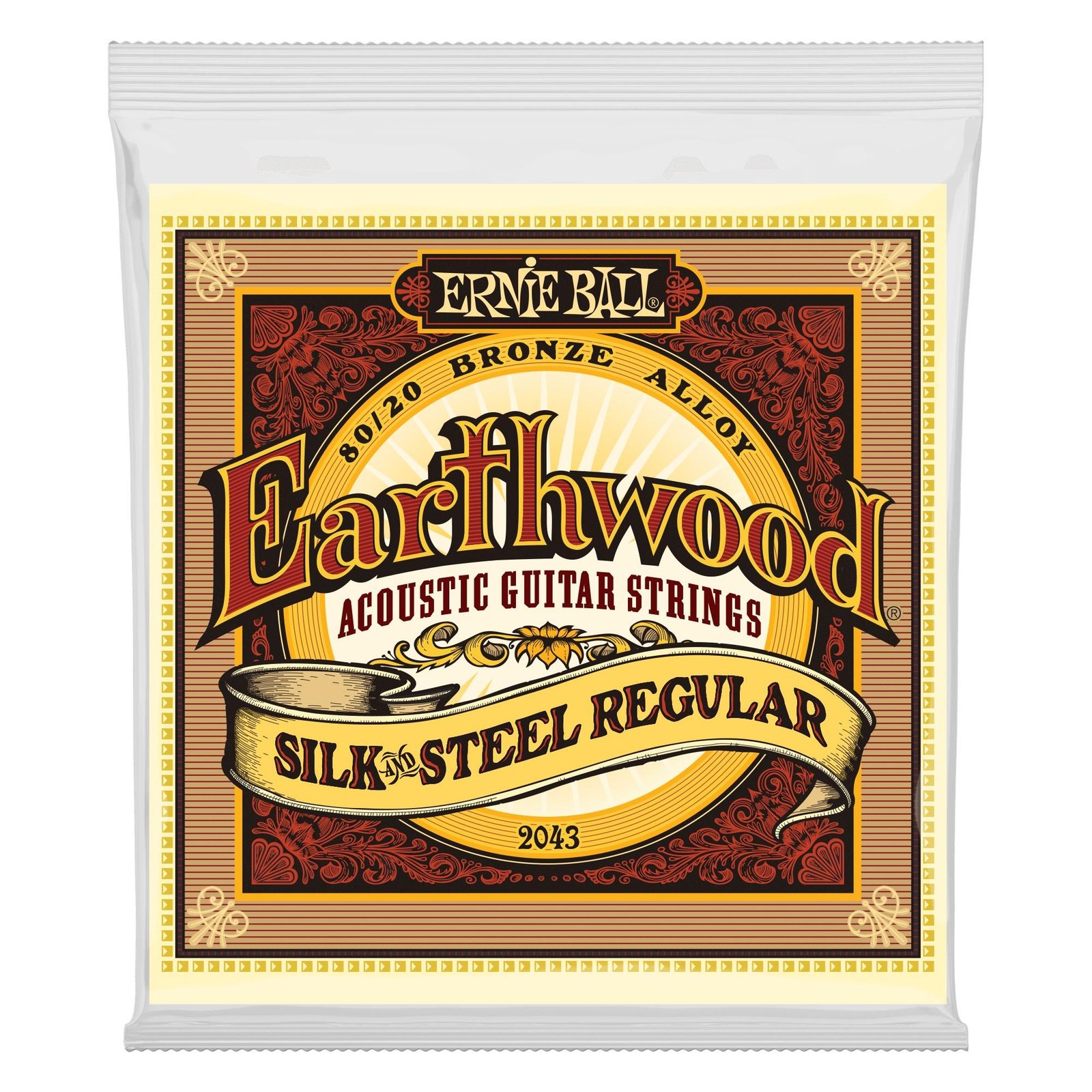 p02043 2043 Earthwood Silk & Steel Regular 80/20 Bronze Acoustic Guitar Strings - 13-56 Gauge Ernie Ball - Image 1