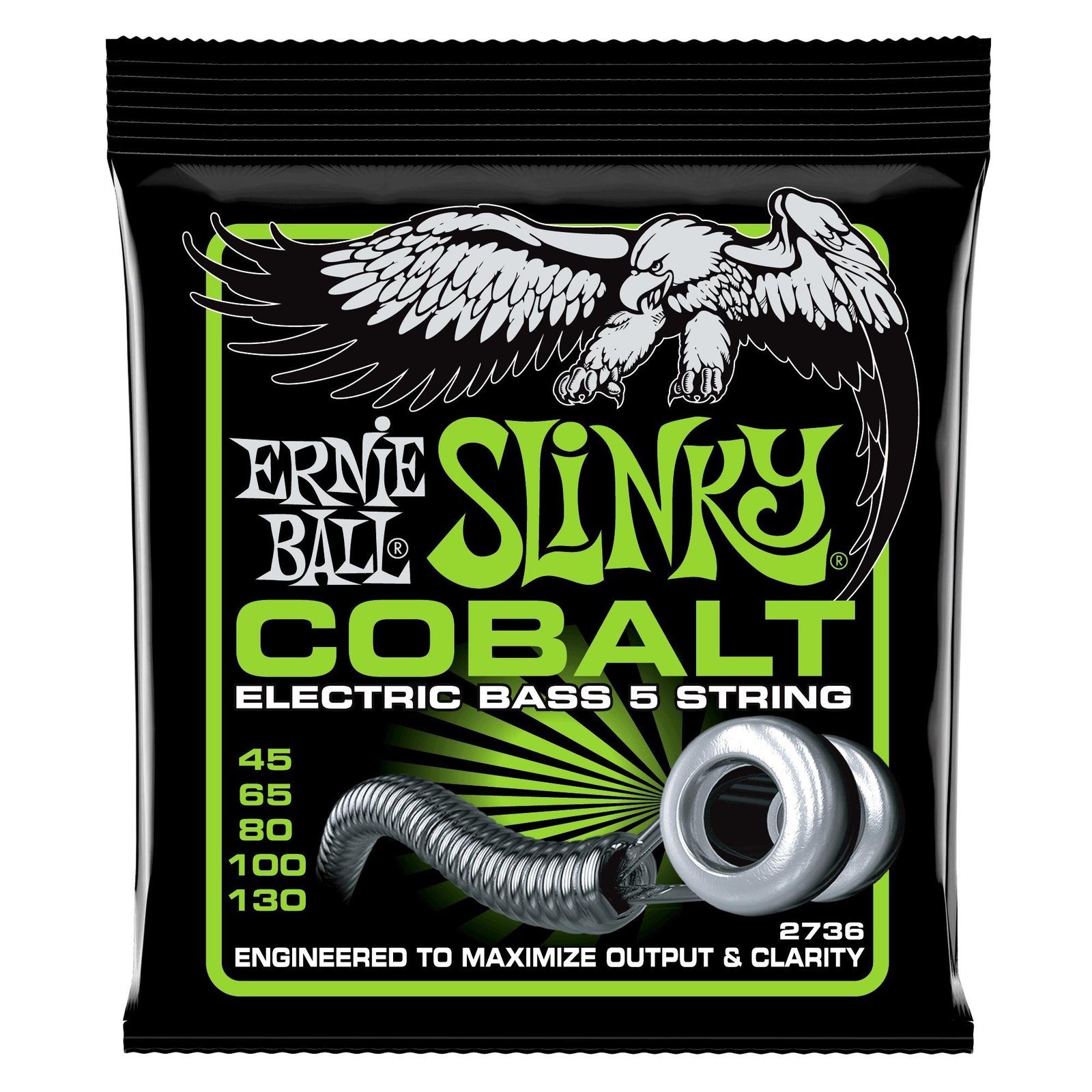 p02736 2736 Bass 5 Slinky Cobalt Electric Bass Strings - 45-130 Gauge Ernie Ball - Image 1