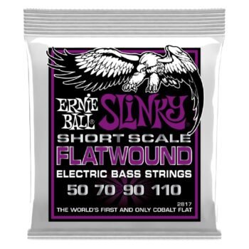 P02817 Power Slinky Flatwound Short Scale Electric Bass Strings 50-110 Gauge Ernie Ball