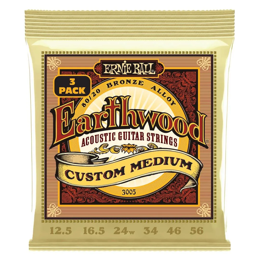 Erthwd Custom Med 8020 Brnz Ac Gtr Strings 3 Pk 12.5 56 Ernie Ball - Image 1