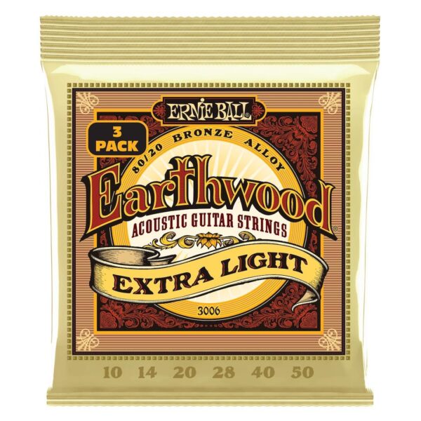 Erthwd Extra Light 8020 Brnz Ac Gtr Strings 3 Pk 10 50 Ernie Ball