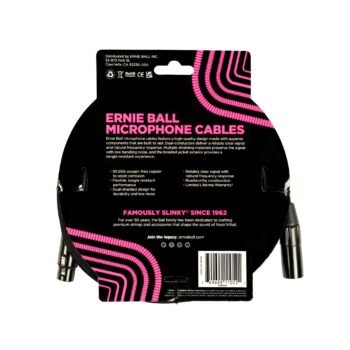 6391 15ft Braided Male Female XLR Microphone Cable Black Ernie Ball - Image 2