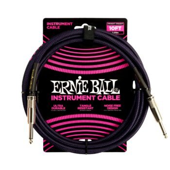 6393 Ernie Ball 10ft Braided Straight Straight Inst Cable Purple Black Ernie Ball