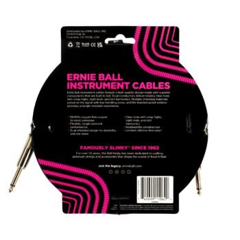 6393 Ernie Ball 10ft Braided Straight Straight Inst Cable Purple Black Ernie Ball - Image 2