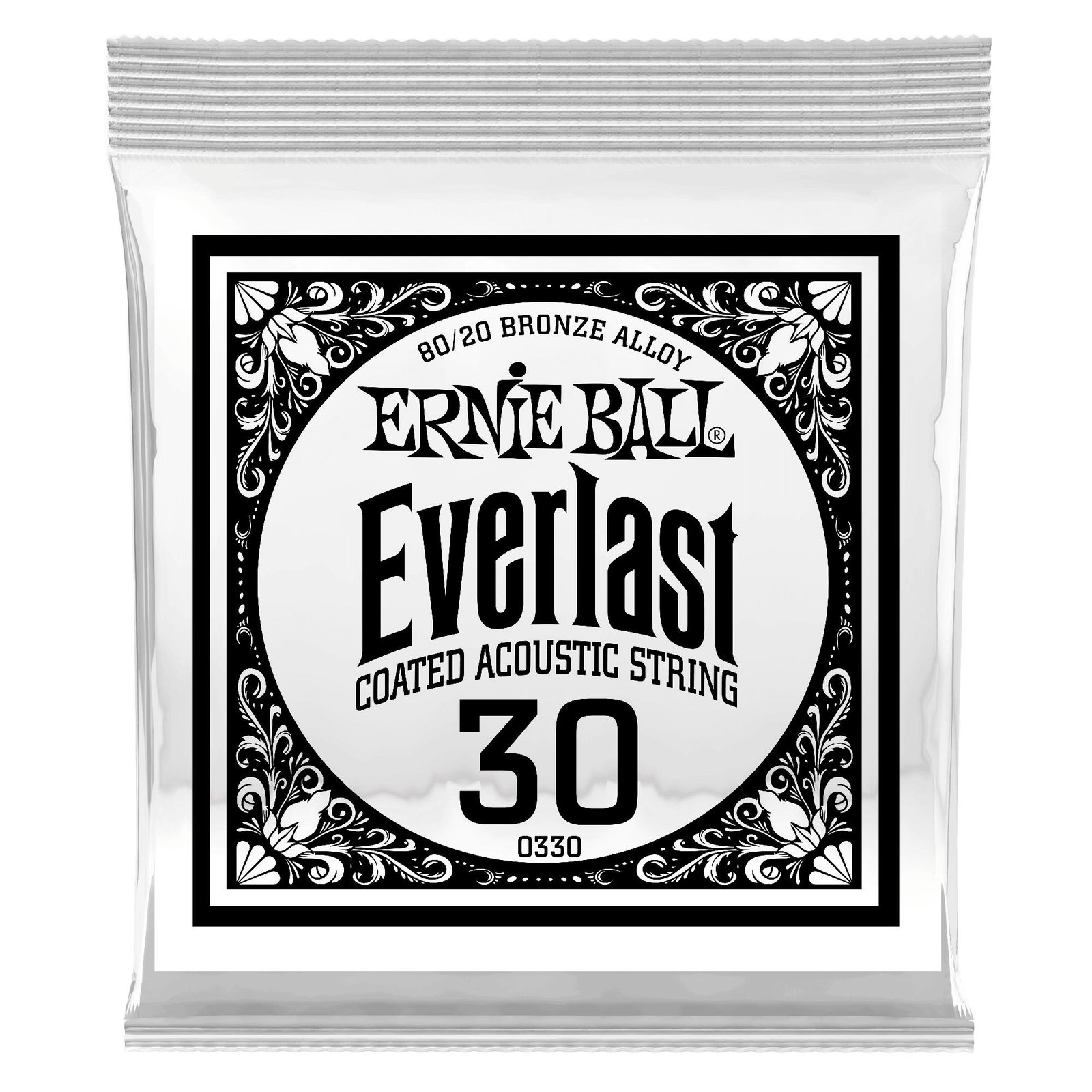 p10330 0330 .030 Everlast Coated 80/20 Bronze Acoustic Guitar Strings Single Ernie Ball - Image 1