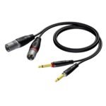 2 x XLR male - 2 x 6.3 mm Jack male mono 3 meter - hanger Procab