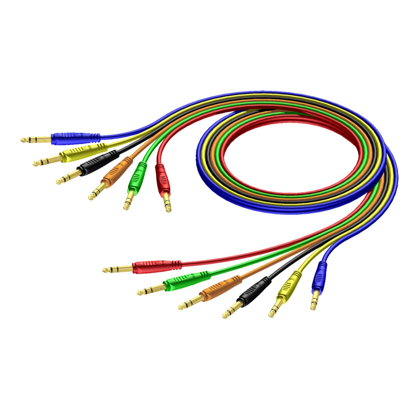 ref792-0.9-h_1 6.3 mm Jack male stereo to 6.3 mm Jack male stereo - cable set in 6 colours 0.9 meter - hanger Procab - Image 1